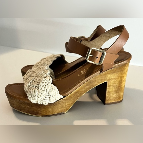Seychelles Jump for Joy Women's Wood Heeled Sandals w Macrame Detail Size 7 - Picture 4 of 14